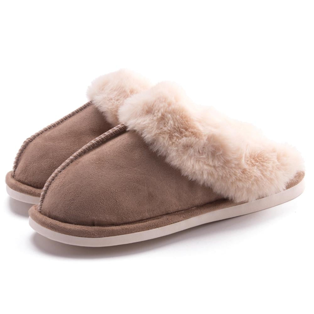 Men & Women's Warm Memory Foam Slip-on Suede Fur Lined Fluffy Antislip slippers 