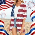 thumbnail image 5 of JULMCOMO 4th of July Lightweight Cardigans for Women Stars Stripes Half Sleeve Independence Day Kimono Cover Ups Summer Tops Wine M, 5 of 6