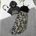 thumbnail image 2 of BOOMNY Girls Clothes Sets Sleeveless Casual Camouflage Cropped Tops Pants With Hollow Out Shirt 3Pcs Outfit Sets Lightweight Summer Clothing Set, 2 of 9