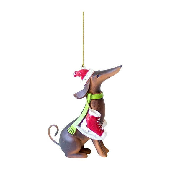 Dachshunds Dog Christmas Tree Ornament Christmas Tree Pendants Hanging Pendants Craft for Christmas Holiday Party Home