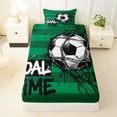 thumbnail image 3 of Castle Fairy Soccer Graffiti Splash Twin Sheets 3pcs, Vintage Geometric Stripes Bedding, Green Black White,1 Fitted Sheet, 1 Flat Sheet and 1 Pillowcase, 3 of 6
