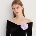 thumbnail image 2 of Lady Camellia Flower Brooch Pin for Women Girls Elegant Fabric Shell Pearl Hat and Hair Clips Brooches Lapel Pins Cocktail Tea Party Costume Dress Accessories Wedding Holiday Jewelry Gift, 2 of 11