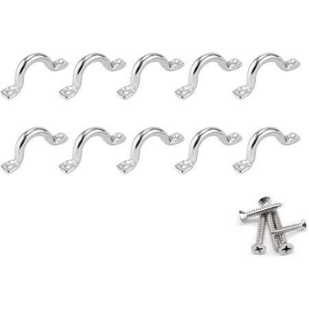 10-Pack Black Nylon Deck Straps With Screws - Pad Eyes For Kayak, Canoe, Boat Accessory Mounting