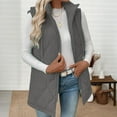 thumbnail image 4 of Fnooota Womens Puffer Vests with Hood, Lightweight Sleeveless Zip up Mid-length Winter Jackets Gray Size 2XL, 4 of 7