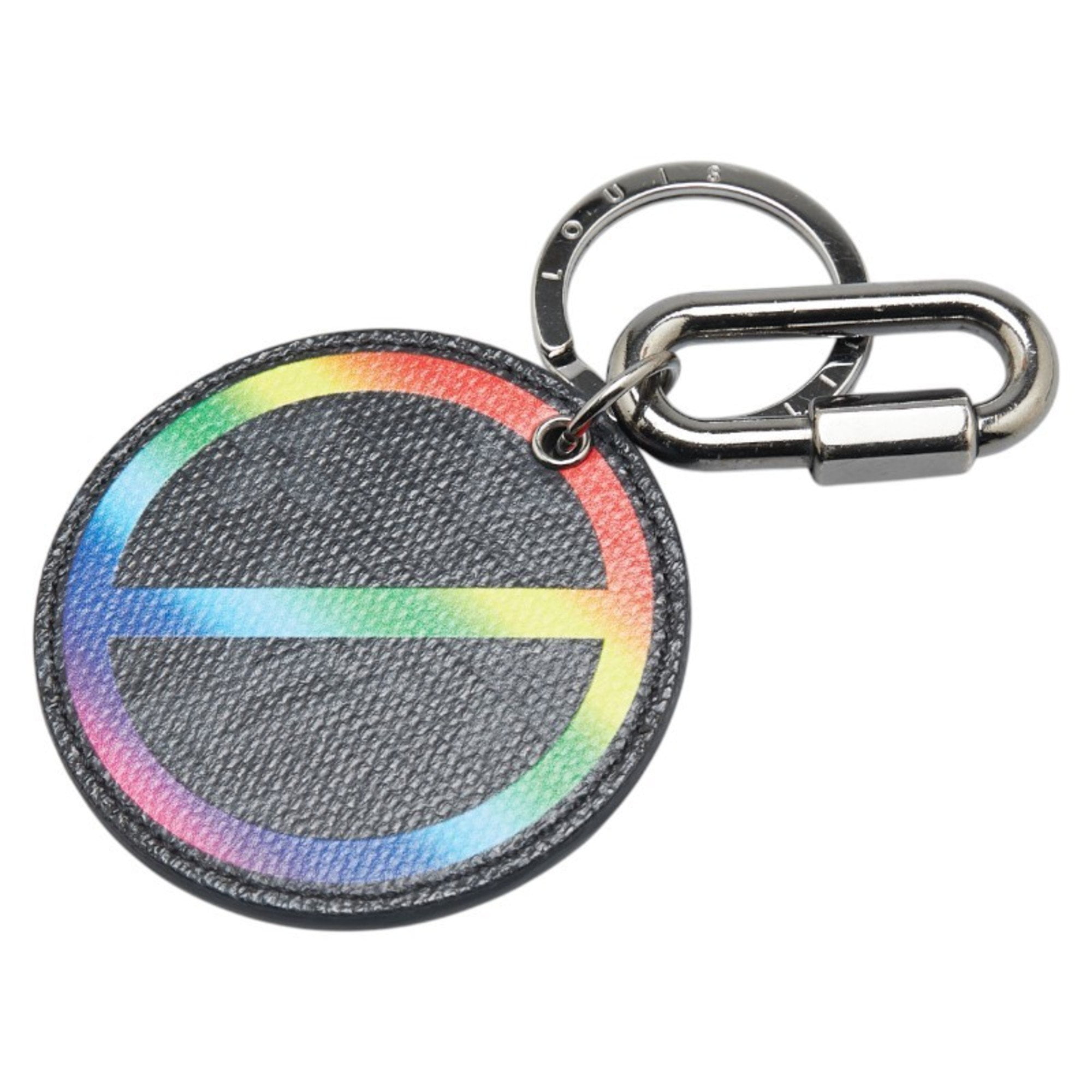Pre-Owned Louis Vuitton Monogram Porte Cle Round Rainbow Keychain Charm MP2465 Black... (Good)