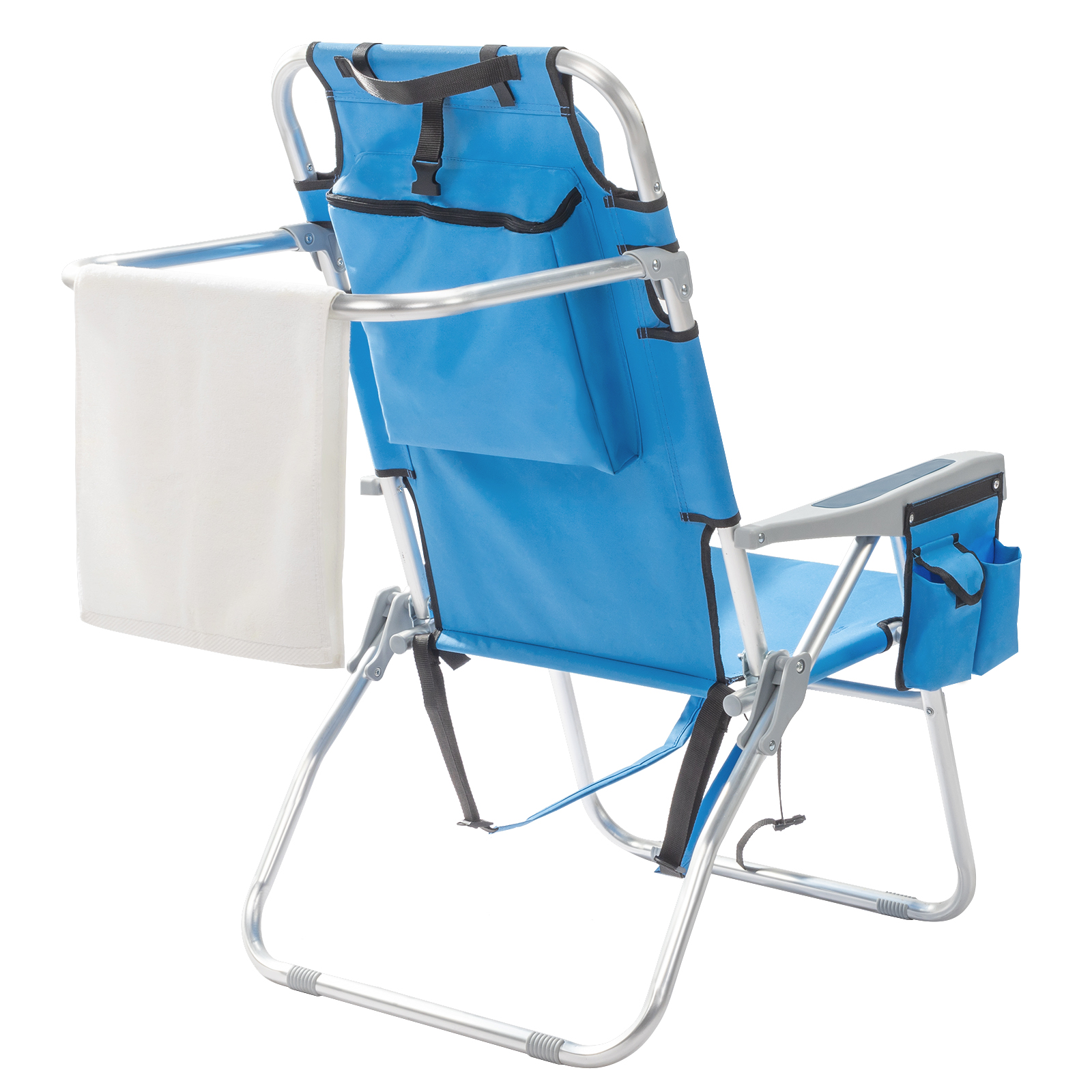 Beach Chair, Heightened Oxford Cloth Silver White Aluminum Tube Bearing Blue 63*70*99cm