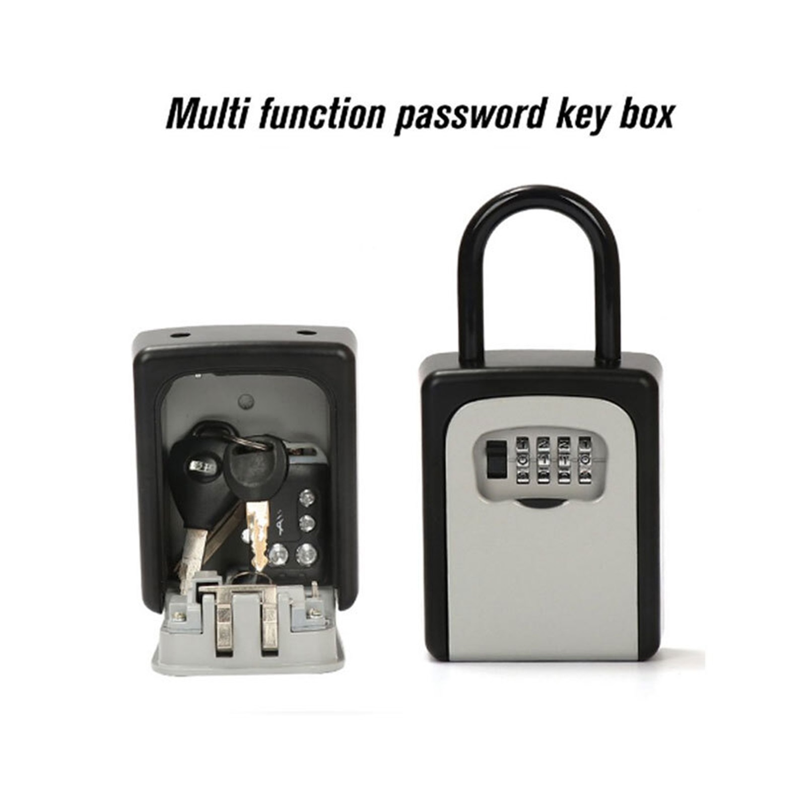 Key Lock Box , Wall Mounted Aluminum Alloy Key Safe Box Weatherproof 4 ...