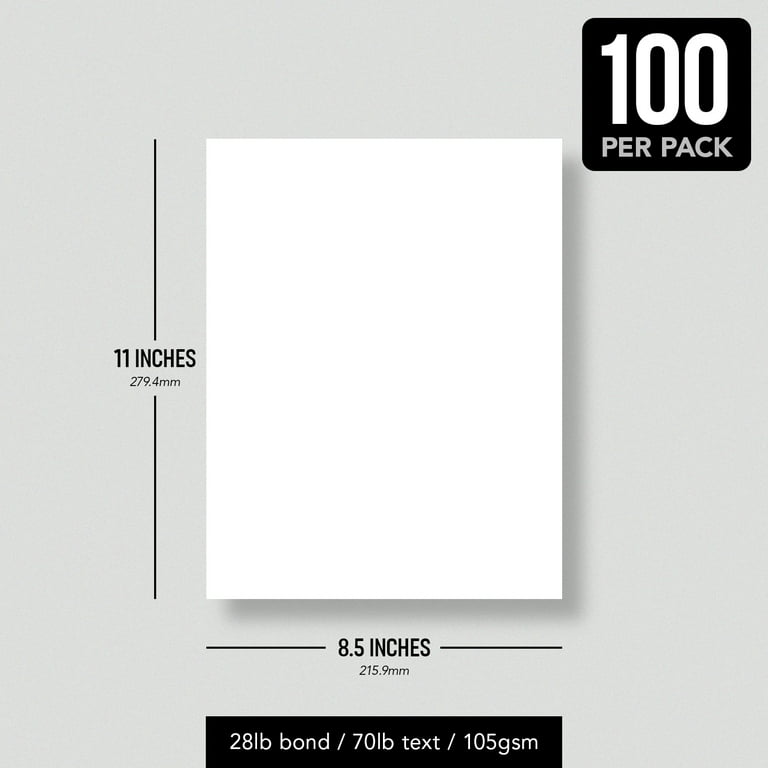 Bright White Paper 70lb. Text - Pack of 100 Sheets (8.5-x-11-inch)