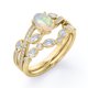 thumbnail image 4 of JeenMata Anillo de Bodas con Bisel en Forma de Chevron, Pavé Infinito de Canal de Moissanita y Ópalo Welo Ovalado de 1,75 Quilates, Engastado en Oro Amarillo de 18 K sobre Plata, 4 of 6