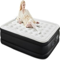 Queen Size 22" Air Mattress with Built-in Pump, Inflatable Bed for Camping & Guests, Indoor Airbed