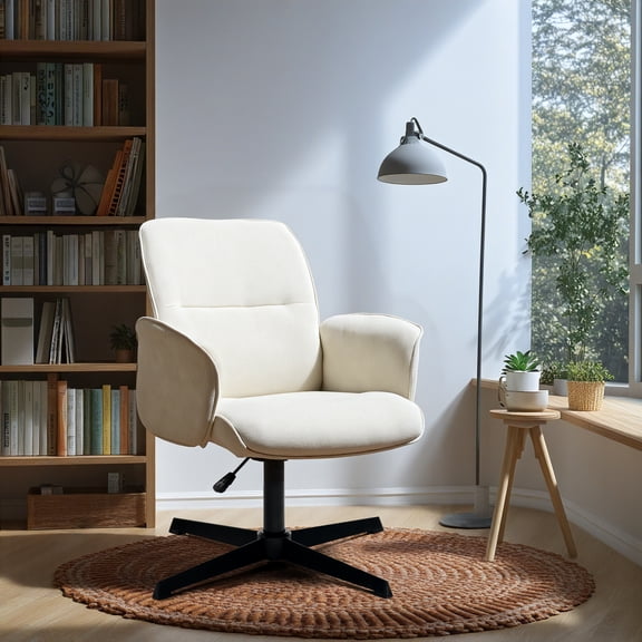Homy Casa Swivel Accent Chair, Adjustable Height, Lounge Chair for Vanity Patio Bedroom, Ivory
