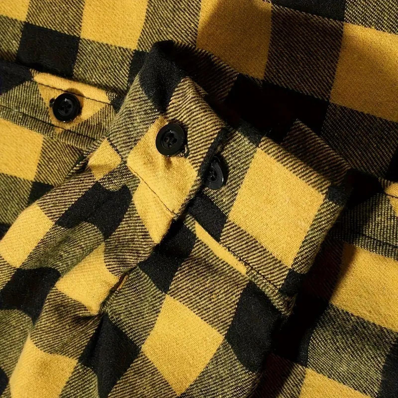 Homenesgenics Mens T Shirts Short-Sleeve Collared Button-Down Checkered Shirt/Top Yellow XXXL