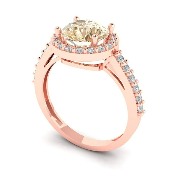 1.86 ct Round Cut Natural Morganite Halo Engagement Ring for Women in 18K Rose Gold