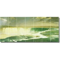 Ceramic Tile Mural-Frederic Church Waterfalls Wall Tile Mural 30. 29.75" w x 12.75" h using (21) 4.25 x 4.25 ceramic tiles