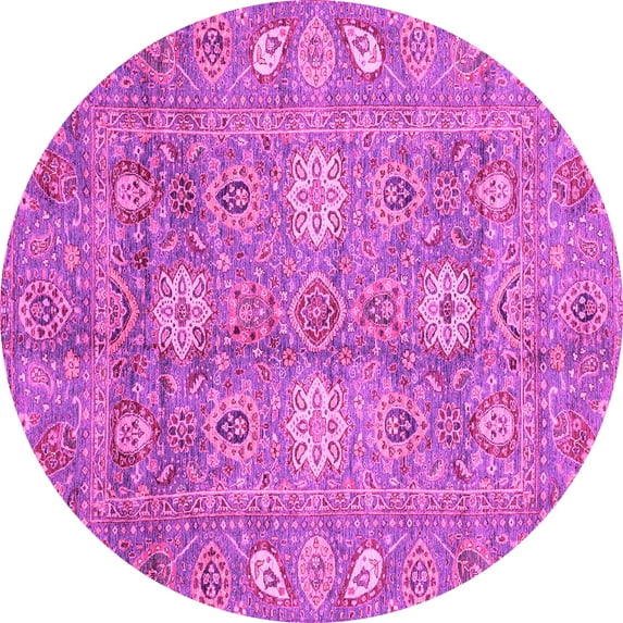 Ahgly Company Indoor Round Oriental Pink Traditional Area Rugs, 3' Round