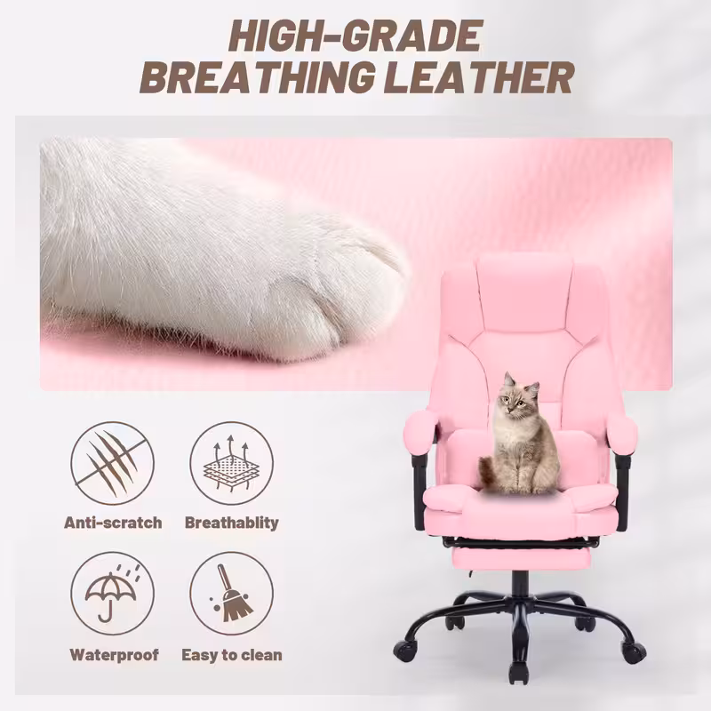 Qusaphy Heavy Duty 600 LBS Executive Office Chair, Breathable Fabric Big and Tall Computer Chair with Memory Foam Spring Cushion, 155° Recline Ergonomic Desk Chair with Lumbar Support