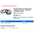 thumbnail image 2 of Serpentine Belt Drive Component Kit - Compatible with 2007 - 2012 GMC Acadia 3.6L V6 GAS 2008 2009 2010 2011, 2 of 2