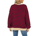 thumbnail image 2 of TEMOFON Womens Fall Tops Crewneck Oversized Sweatshirt Striped Color Block Tops Casual Long Sleeve Shirts Loose Pullover Sweaters Trendy T Shirts, 2 of 6