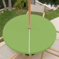 thumbnail image 3 of Fruit Green Round Outdoor Tablecloth with Umbrella Hole Zipper, Farmhouse Solid Green Color Modern Art Elastic Fitted Table Cover, Waterproof Table Cloth for Patio Picnic Party Fits 54"-60", 3 of 9