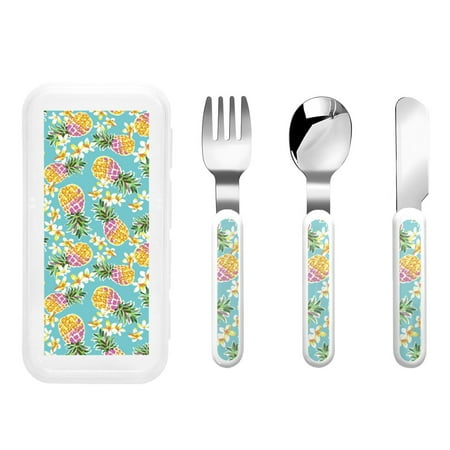 

Lukts Cute Pineapples for Children s Knife Fork and Spoon Three-Piece Set Stainless Steel Children and Toddler Safety Cutlery with Outer Box