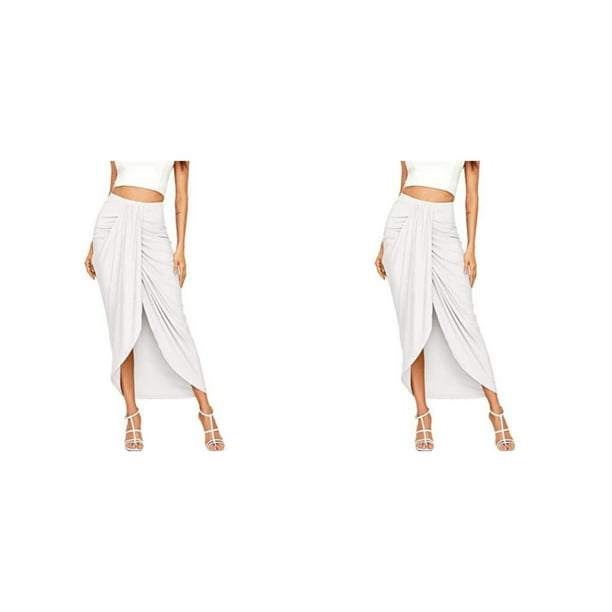 Guardurnaity de mujer, informal, de otoño, fácil de combinar, plisada, para oficina en casa, para viajar, para chicas, faldas para mujer, XL, XL Blanco 2Conjunto