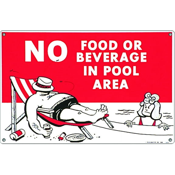 Poolmaster "No Food or Beverage" Sign for Residential or Commercial Swimming Pools and Spas