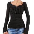 thumbnail image 3 of Blusa de Larga con Estampado de Hadas Grunge para Mujer, Estilo Otoño Y2k, con Cuello Cuadrado y Encaje, Estilo Vintage, Estilo Entallado. Negro XL, 3 of 7