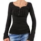 thumbnail image 3 of Blusa de Larga con Estampado de Hadas Grunge para Mujer, Estilo Otoño Y2k, con Cuello Cuadrado y Encaje, Estilo Vintage, Estilo Entallado. Negro XL, 3 of 7
