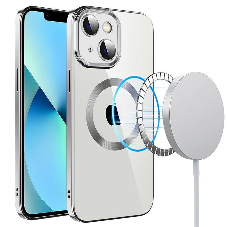 Feishell Magnetic Clear Case with Camera Lens Film Protection for Apple  iPhone 13 (6.1 Inch),Compatible with MagSafe Wireless Charging,Stylish  Plating