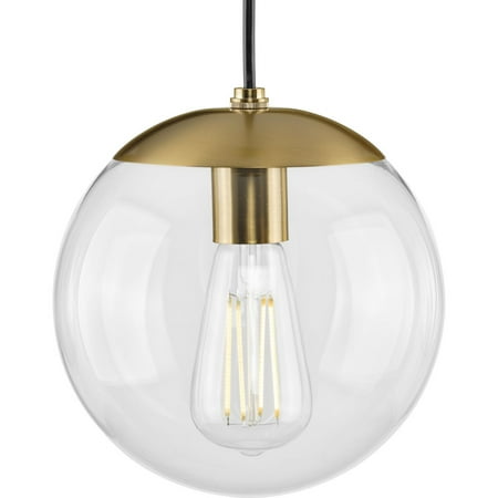 

Atwell Collection 8-inch Brushed Bronze and Clear Glass Globe Small Hanging Pendant Light