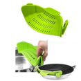 thumbnail image 4 of Colador de cocina de silicona Yashi con clip para escurrir sartenes cuencos embudo verde, 4 of 4