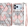 thumbnail image 7 of For iphone 17 Pro Case Wallet with Card Holder, Lanyard and Kickstand for Women Men, Ebizware Magnetic Flip Detachable PU Leather Wallet Phone Case Cover for iphone 17 Pro 6.3" - Marble Pink, 7 of 7
