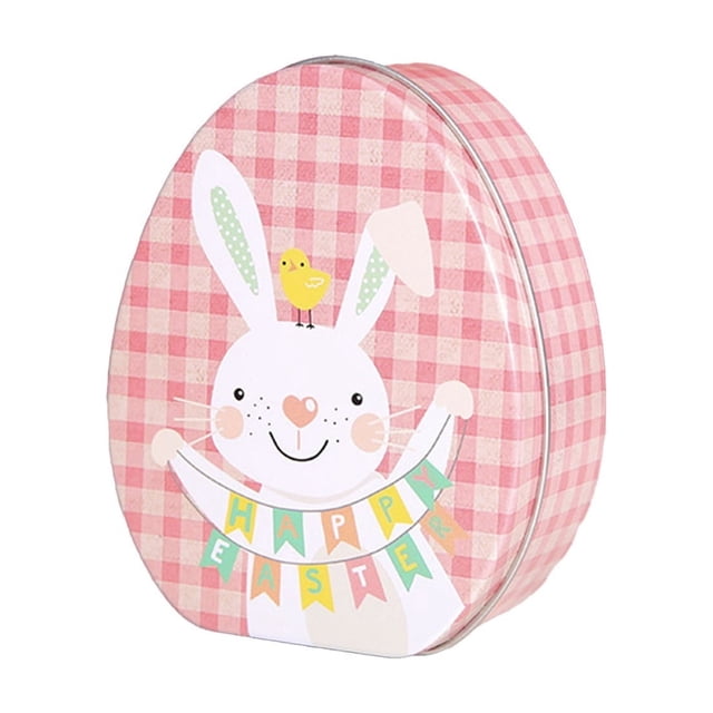 Hiroekza Easter Egg Gift Box with Pastel Colors and Cute Rabbit Design for Holiday Candy Storage Reusable Iron Packaging Perfect for Easter Parties Family Gatherings Classroom Activities