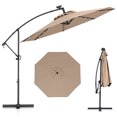 thumbnail image 1 of Gymax 10Ft Offset Hanging Umbrella Patio Outdoor w/ 32 Solar LED Lights Tan, 1 of 10