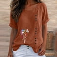 thumbnail image 3 of cocolona Summer Printed T-shirts for Women Crew Neck Short Sleeve Button Pullover Tops Dressy Casual Blouses Base Tees, 3 of 5