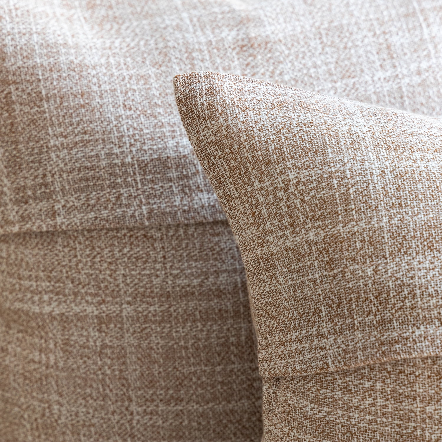 Phantoscope 18" x 18" 2-Pack Single Button Linen Farmhouse Decorative Throw Pillows, Beige
