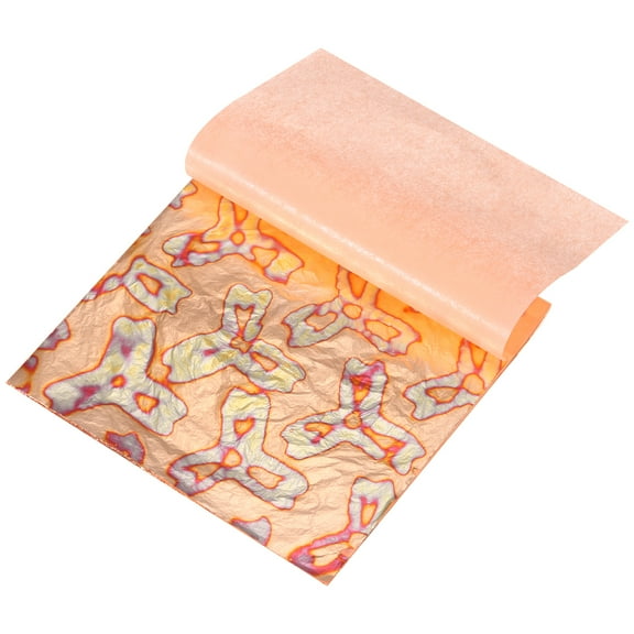 Uxcell 25 Pcs Variegated Gold Leaf Sheets 5.5" x 5.5" Imitation Gold Foil Sheets for Crafts,Picture Frames,Nails and DIY Arts Decoration,Brown Stripe, 3 Leaf Flowers Copper