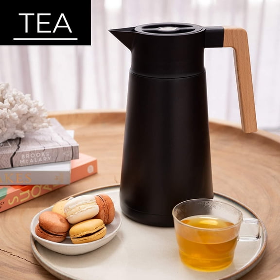 Hastings Collective 68 Oz Thermal Coffee Carafe - Large Stainless Steel Insulated  with Tea Infuser Strainer for Hot Cold Beverages Office Home Travel Black