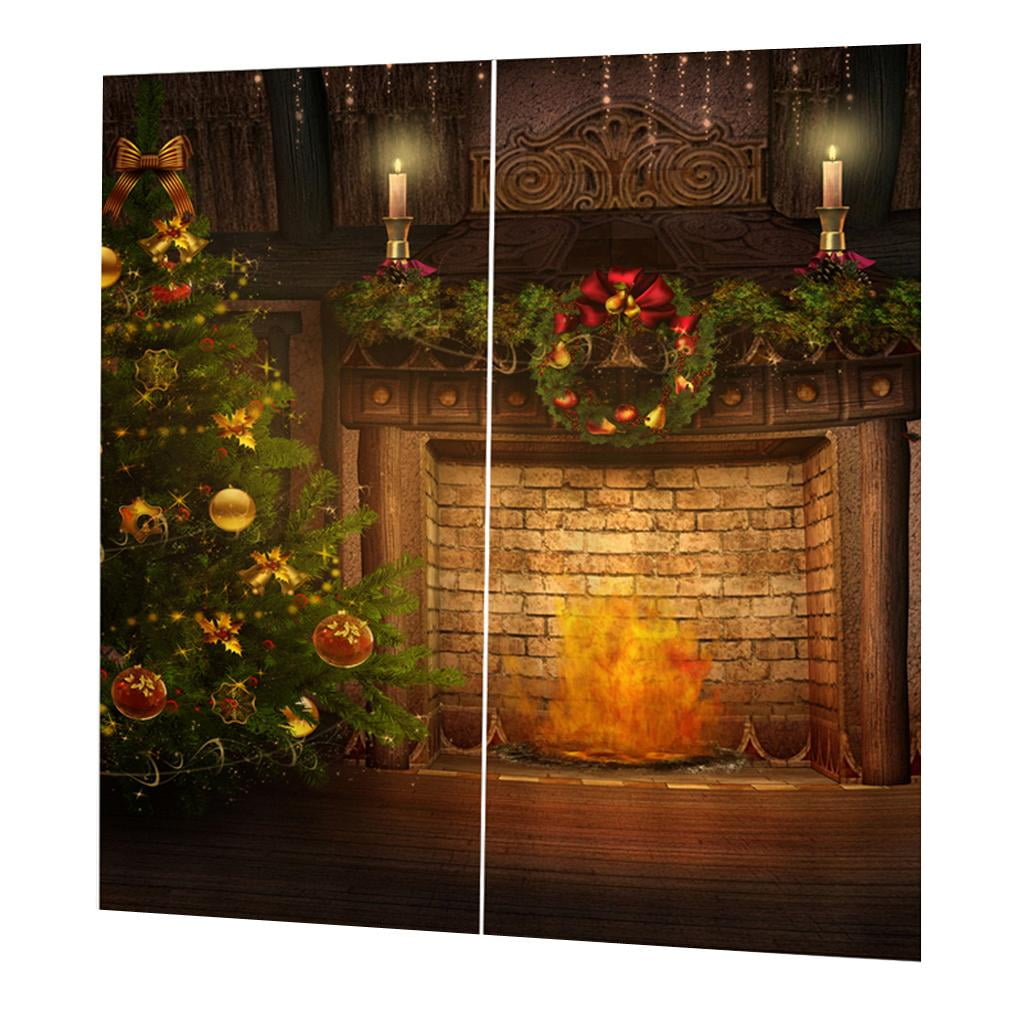 2x Christmas Design Window Door Curtains Blinds for Christmas Home Decor 14 