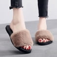 thumbnail image 2 of Women Fuzzy House Slippers :Fluffy Open Toe Summer Slippers - Bedroom Home Furry Slides Slippers, 2 of 8