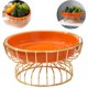 thumbnail image 4 of Bandeja Naranja Brillante Bandeja De Frutas De Estilo Del Norte De Europa Diseño Simple Recipiente De Almacenamiento De Placa De Caramelo De Cerámica Con Líneas De Hierro Dorado Para Sala De Estar Methold HA025819-02, 4 of 7