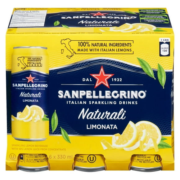San Pellegrino Naturali Limonata Sparkling Lemon Beverage 6 x 330mL, 6 x 330mL