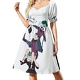 thumbnail image 3 of Vestido de manga corta con estampado de pinceladas Falda de mujer ropa de verano para mujer, 3 of 7