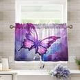 thumbnail image 6 of Coolnut 36 Inch Length Kitchen Curtains Purple Abstract Butterfly 2 Panels Half Window Sheer Curtains Rod Pocket Farmhouse Short Drapes for Bathroom Cafe Basement Home Decor, 6 of 6