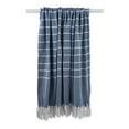 thumbnail image 2 of Contemporary Home Living Blue and White Striped Knitted Fringed Throw Blanket 50" x 60", 2 of 7