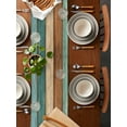 thumbnail image 2 of Vintage Teal Table Runner 90 Inches Long for Dining Table Decor,Brown Western Texas Barn Star Wood Grain Burlap Linen Farmhouse Table Runner Coffee Table Runners Dresser for Kitchen Party Holiday, 2 of 8