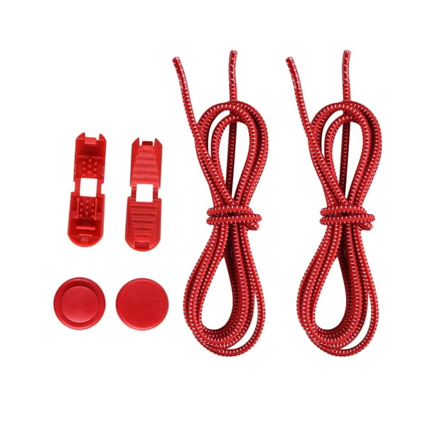 1 par de cordones elásticos para zapatillas, sin atar, con cierre elástico rojo