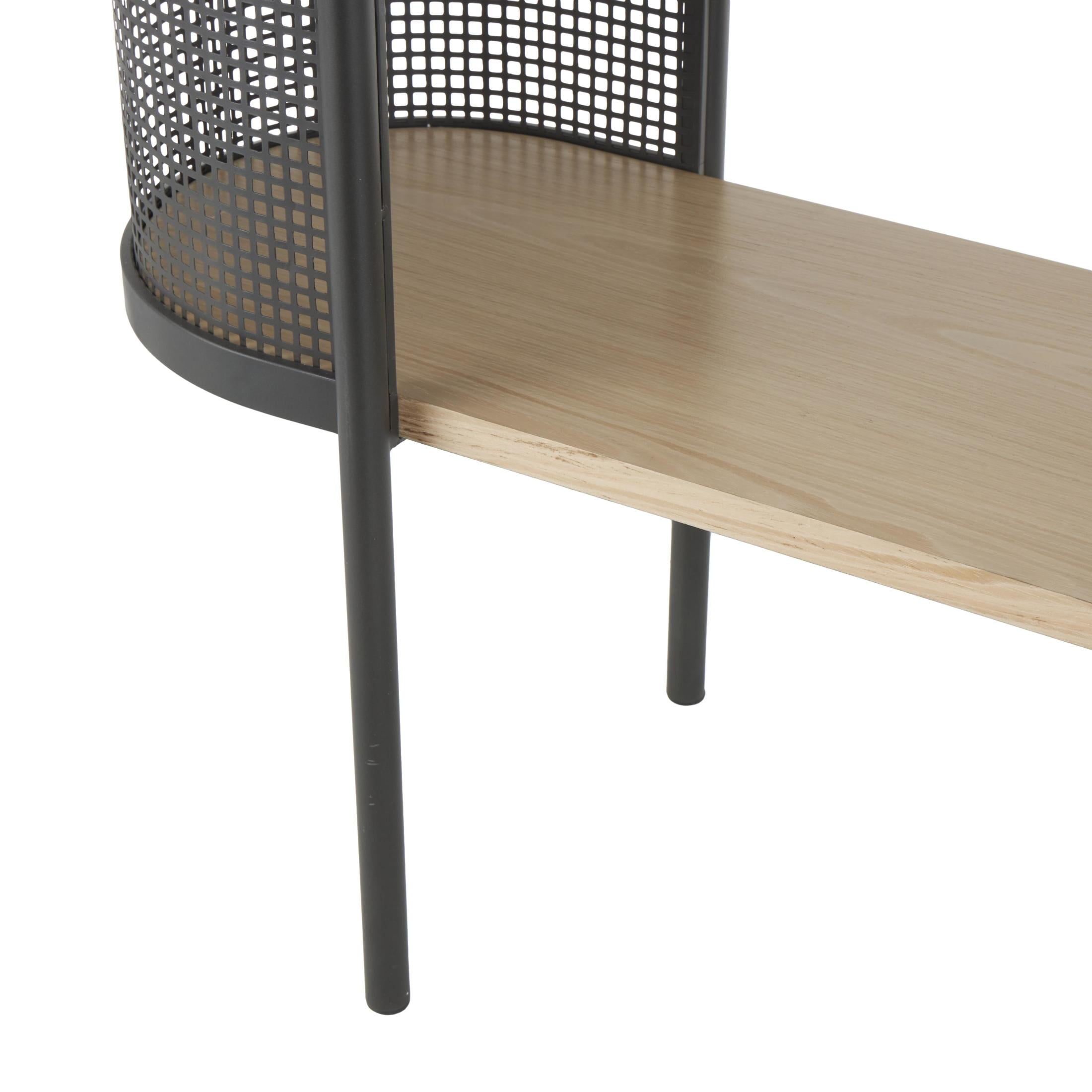 DecMode 48" x 32" Light Brown Wooden Oval Two-Toned Console Table with Mesh Side Panels and Brown Wood Tabletop, 1-Piece