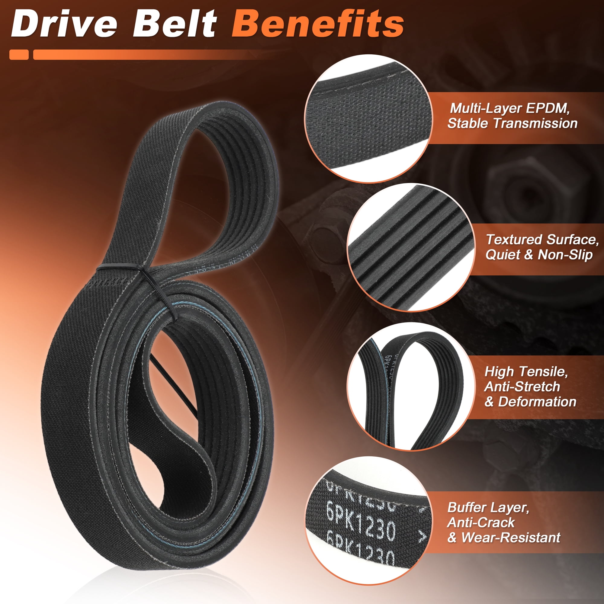 Unique Bargains 1060485 6PK1232 Serpentine Drive Belt for Toyota Corolla Matrix
