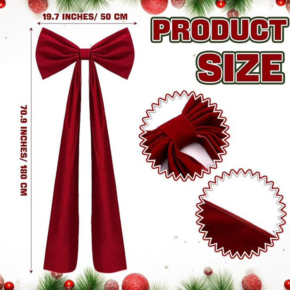 Christmas Decorations - Christmas Decor,6Ft Xmas Tree Giant Flannel Bow for XmasTree,Big Red Flannel Bow for Tree Topper Window Wall Mantle,Indoor Room Party Valentines Xmas Decor(Black)